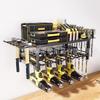 Wall-Mounted Multi-Layer Power Tool Storage Rack for Drills and Hammers