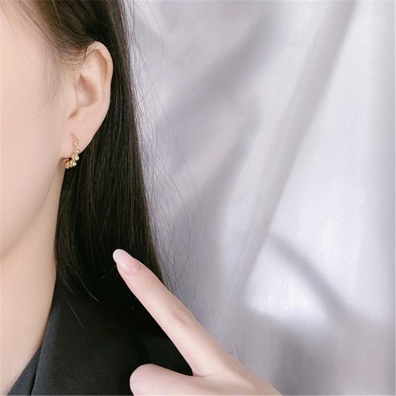 Elegant Movable Bead Earrings Small Beads Hoop Earrings Present for Women Perfect for Daily Wear and Special Occasions