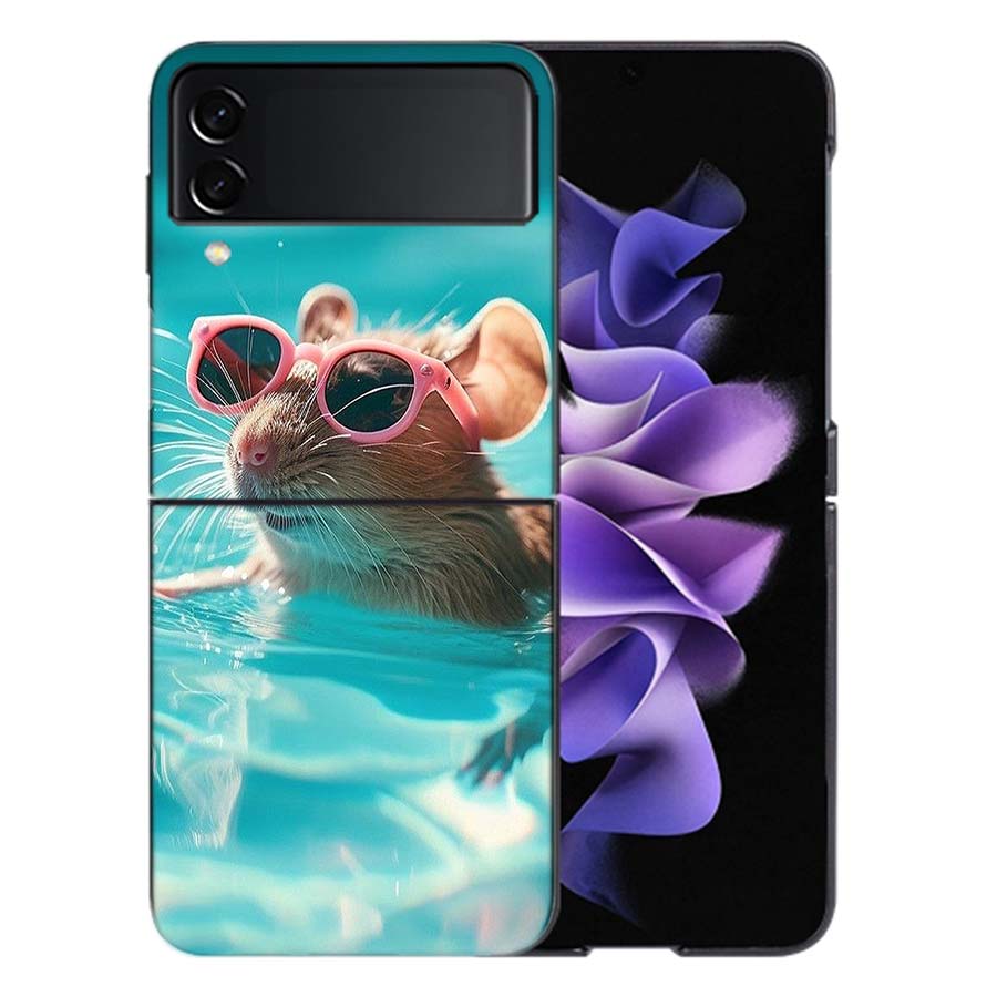 Cute Hamster Coque For Samsung Z Flip7 6 Galaxy Case Shockproof Z Flip5 Z Flip3 4 5G Hard Cover Phone TPU PC Hard Funda