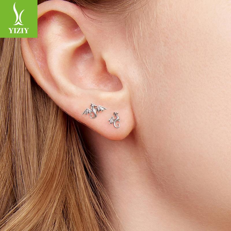 S925 Sterling Silber Mini Feilong Ohrstecker Personalisierte Retro Tier Kleine Ohrstecker Lager