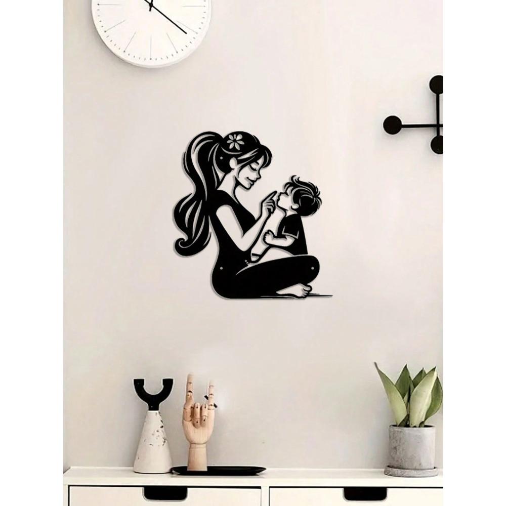 Elegant Mother Child Metal Wall Sculpture Premium Indoor Outdoor Art for Living Room Courtyard Timeless Hanging Home Decor