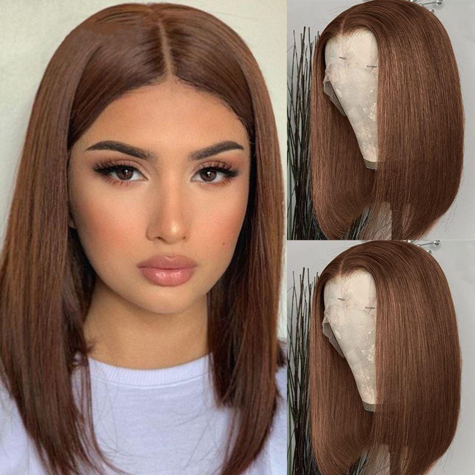 Synthetic Long Straight Bob Wig Middle Part for Women Blonde Brown Wigs Party Cosplay Daily Use Wig Heat Resistant Fibre Wig