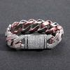 BES Hip Hop Jewelry 20mm Heavy Chunky Miami Cuban Link Chain Bracelet Iced Out CZ Two Tone Prong Cuban Link Bracelet for Men