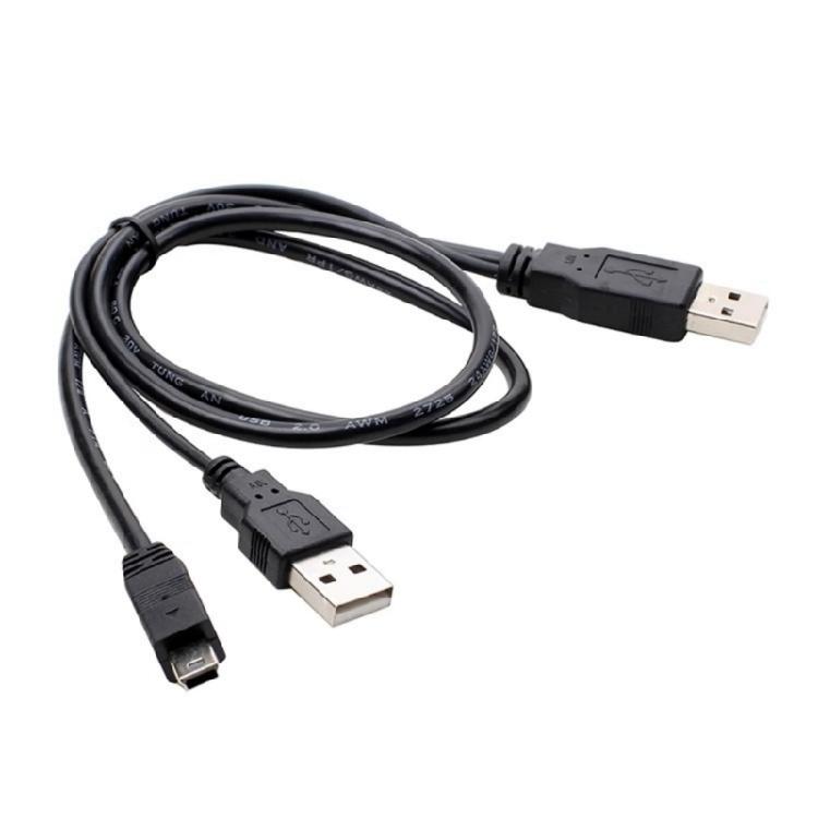 USB2.0 Y Cable Double USB A To Mini B Connectors For External HDD BluRay Power Supply HDD Date Cable PVC USB Y Cable