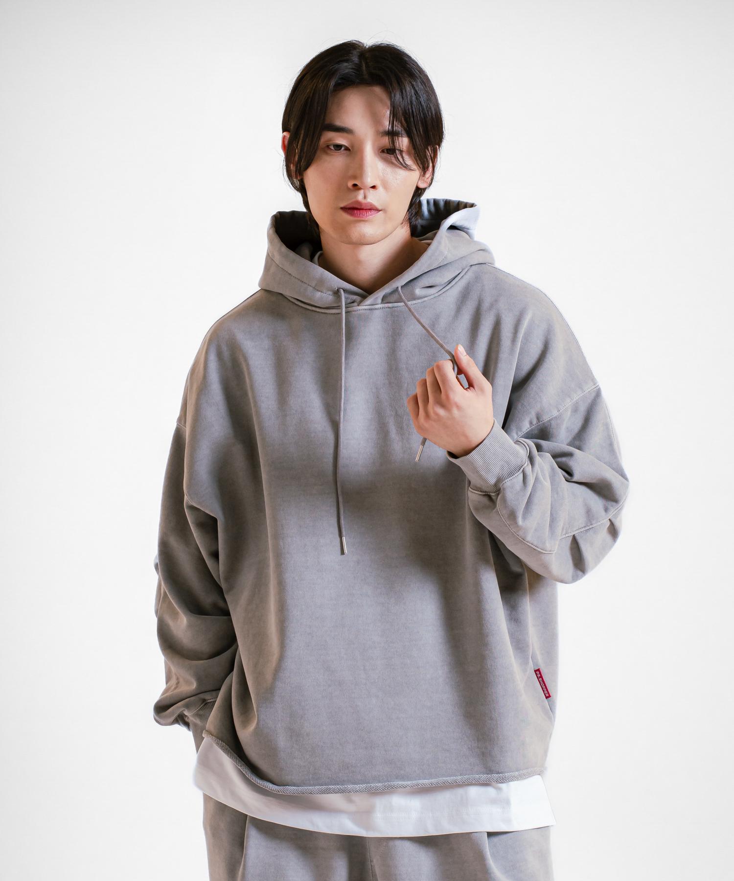 Ps Shopper Pigment Small Logo Crop Cut Hoodie [Light Grey] M