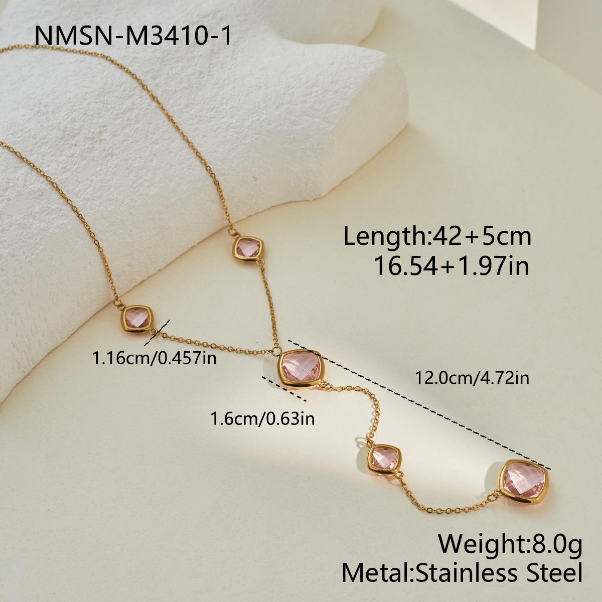 GEMCHIC Women s Stainless Steel Colorful Gemstone Y-Shaped Chunky Chain Necklace for Party