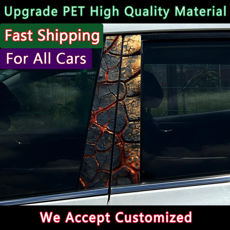 2Pcs/set Wood ized Car Center Pillar Sticker Wood Auto B Pillar Protective Film Decoration Scratch Cover Sticker