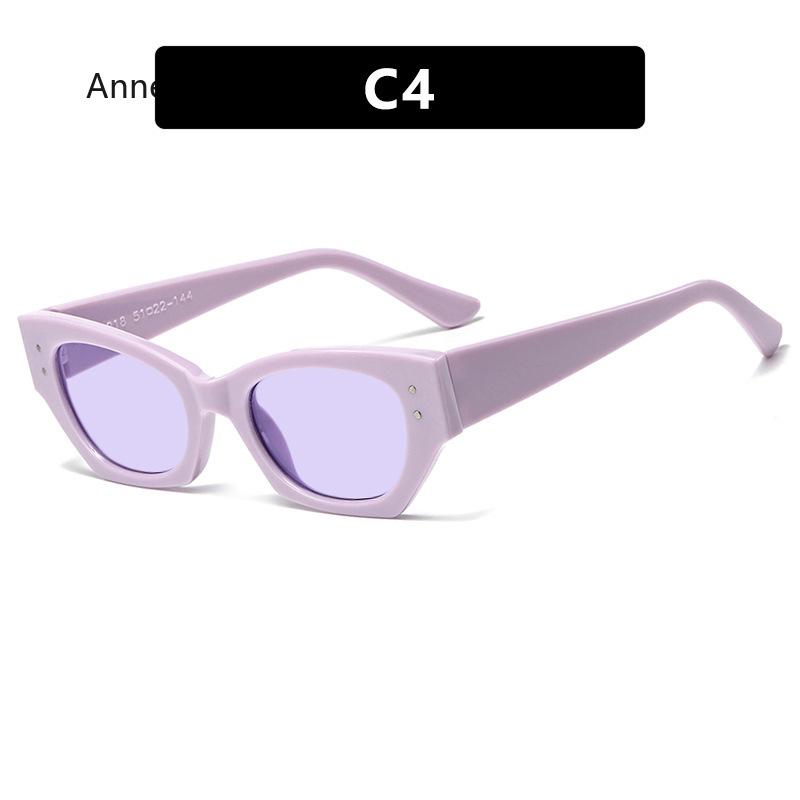 Vintage Retro Rivet Cat Eye Sunglasses Women Fashion  Designer Luxury Polygon Small Sun Glasses Eyeglasses UV400 gafas