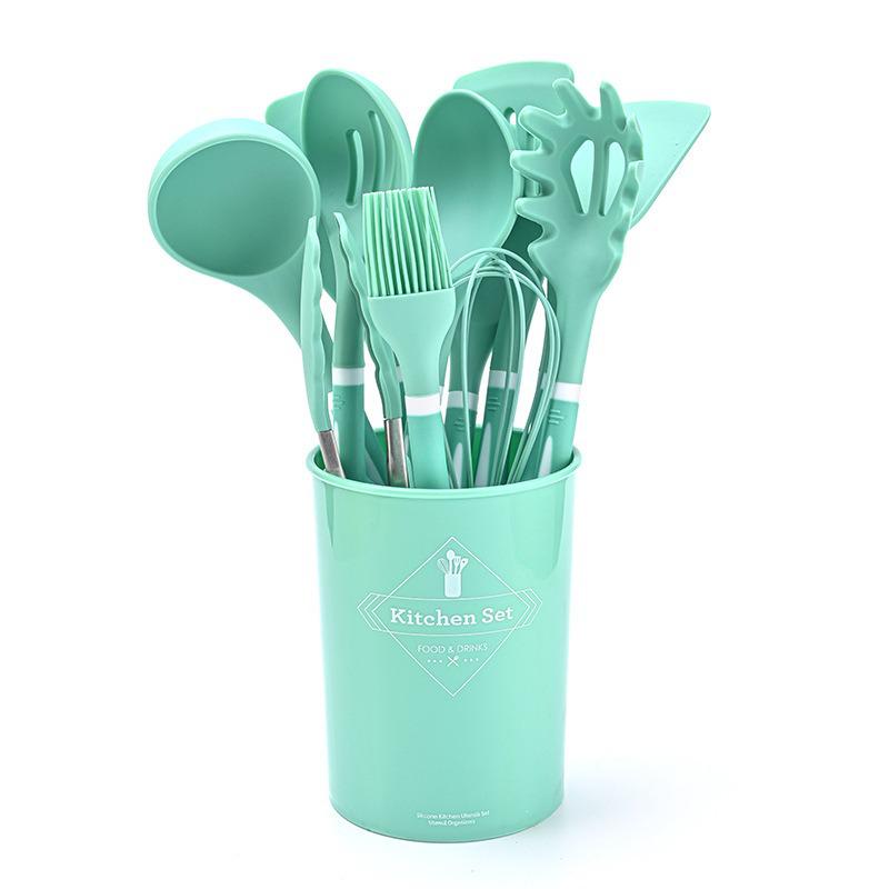 12-Piece Pink Silicone Kitchen Utensil Set: Spatula, Whisk, Spoon 12-Piece Set
