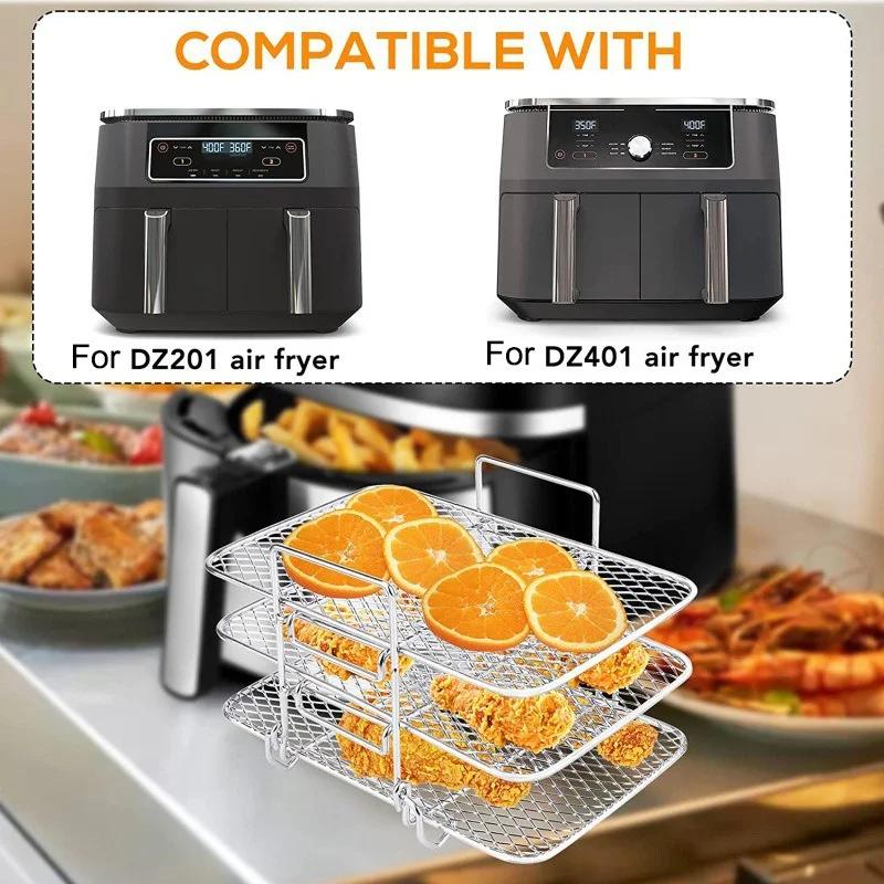 3-lagiger Grillrost aus Edelstahl für DZ201/DZ401 Heißluftfritteusen-Ofen Grill Dampfgarer Stapelbar Ofenkochen Heißluftfritteusen-Zubehör