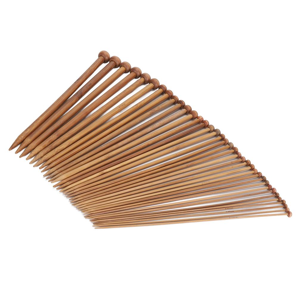 36pcs Bamboo Knitting Needle Straight Single Point Carbonized Knitting Needle for Beginners 9.8in