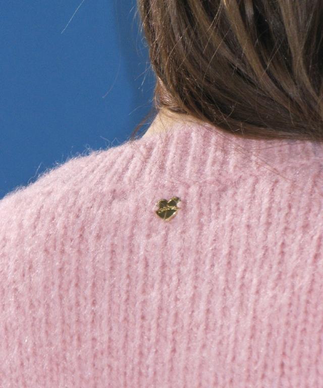 RONRON Handmade Heart Sleeve Point Pullover Knit Cream Pink