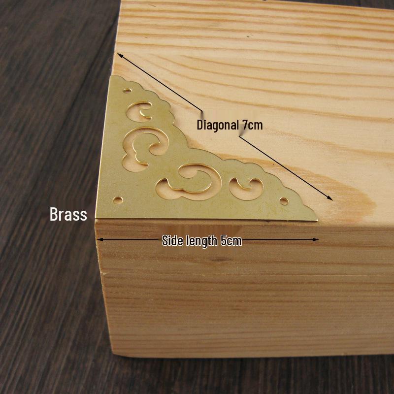 Chengyu 5cm Pure Brass Antique Chinese Corner Protectors for Wooden Boxes