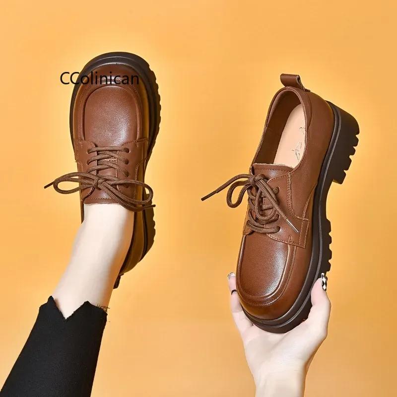 Women Genuine Leather Tack Shoes New Black Platform Flats Shoes Women Loafers Slip on Boat Shoes Designer Casual Leather Oxfords