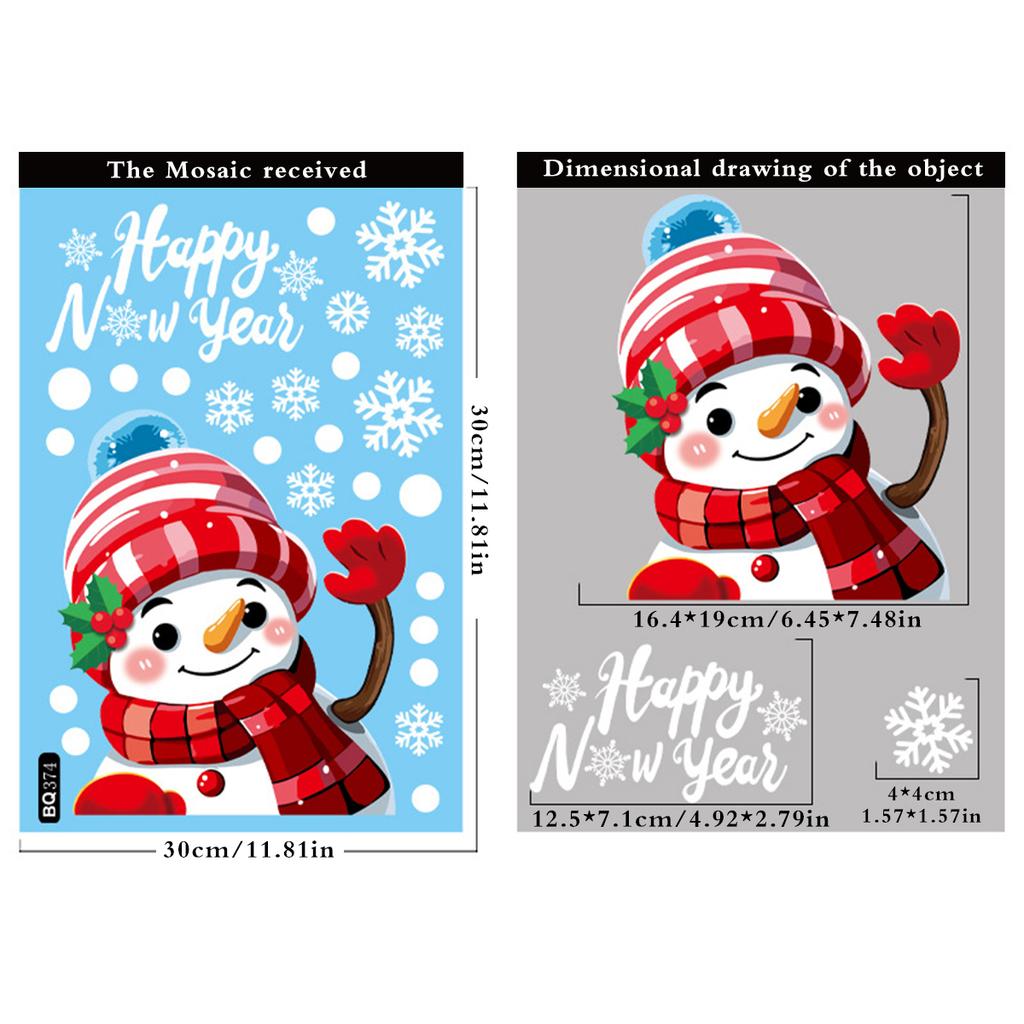 Christmas Window Stickers Santa Claus Reindeer Snowman and Elf Design Festive Merry Christmas Happy New Year Window Clings Gift