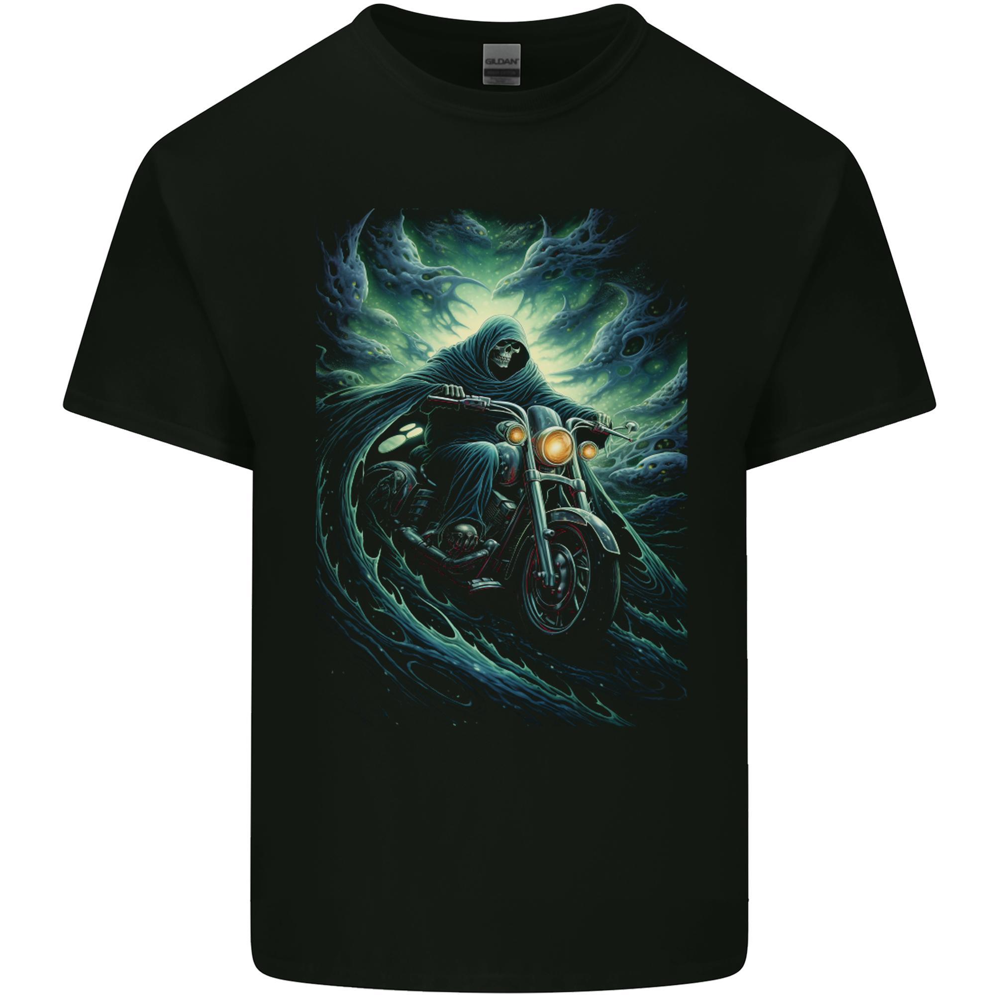 Skull Biker Motorcycle Motorbike Grim Reaper 17 Unisexs Light Cotton TShirt S