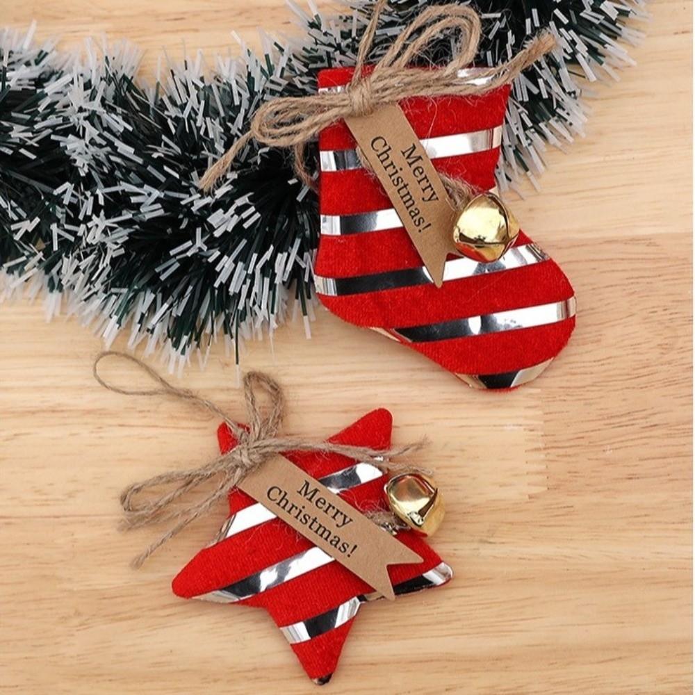 4pcs/set Mini Size Christmas Tree Decoration Hanging Design Decorative Shape Pentagram Hanging Decoration