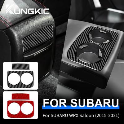 Carbon Fiber Style Interior Sticker for Subaru WRX Saloon 2015-2021 Rear Armrest Water Cup Holder