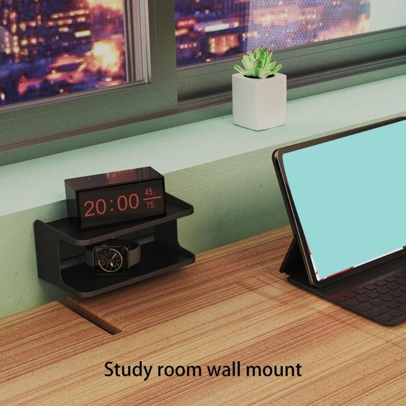 Space Saving 2 tiers Bedside Organizers Wall Mount Shelf For Smartphones Glasses Toiletries ABS Construction Multipurpose Use