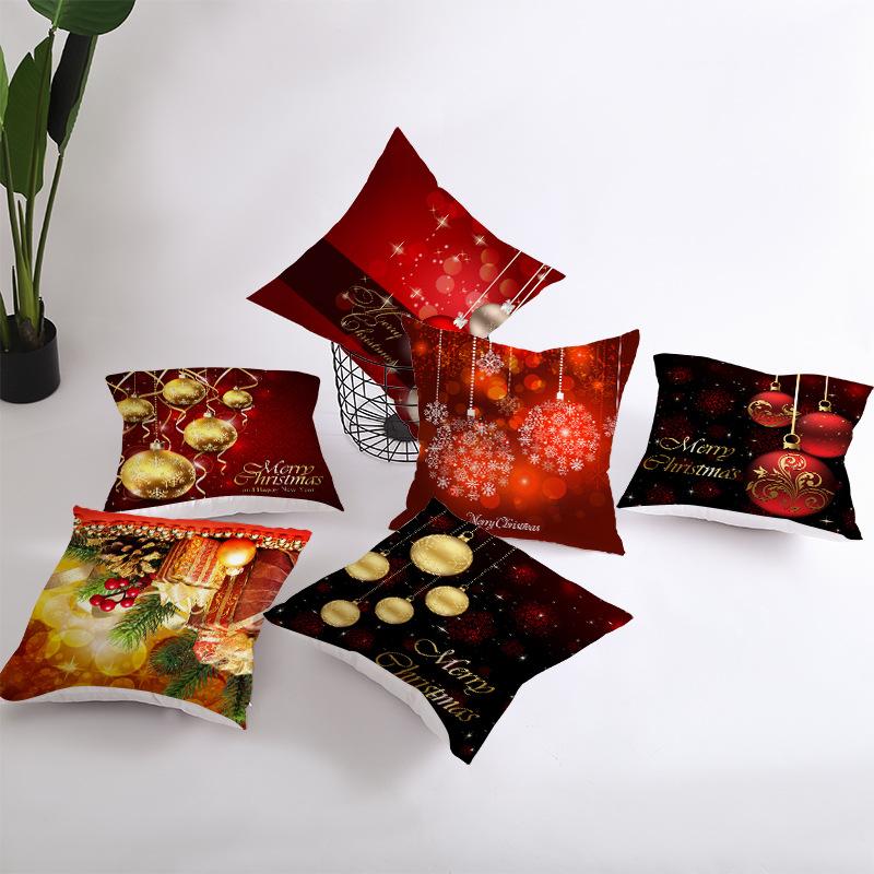 Red Series Christmas Pillow Covers for Home Use, Peach Skin Pillow Covers, Sofa Cushion Covers