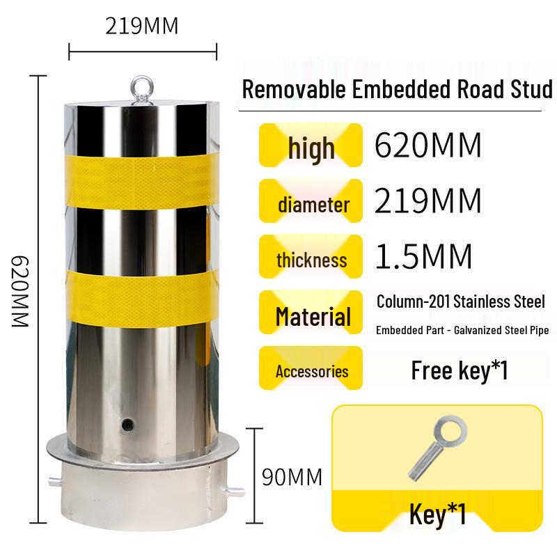 Reflective Steel Anti-Collision Parking Post with Lock