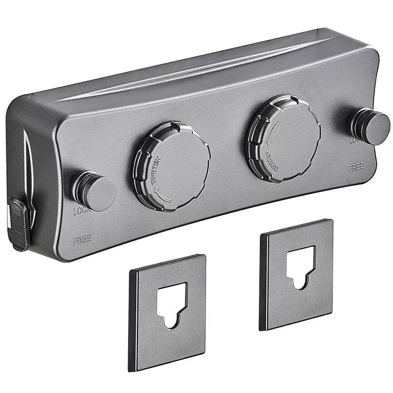 Dual-Line Retractable Indoor Clothesline, Wall-Mounted Stainless Steel, No-Drill Installation