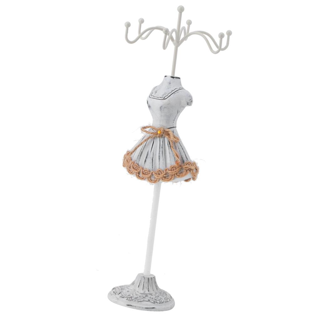 Jewelry Holder Display Necklace Earrings Storage Polyresin Doll Stand with Detachable BracketGrey 3