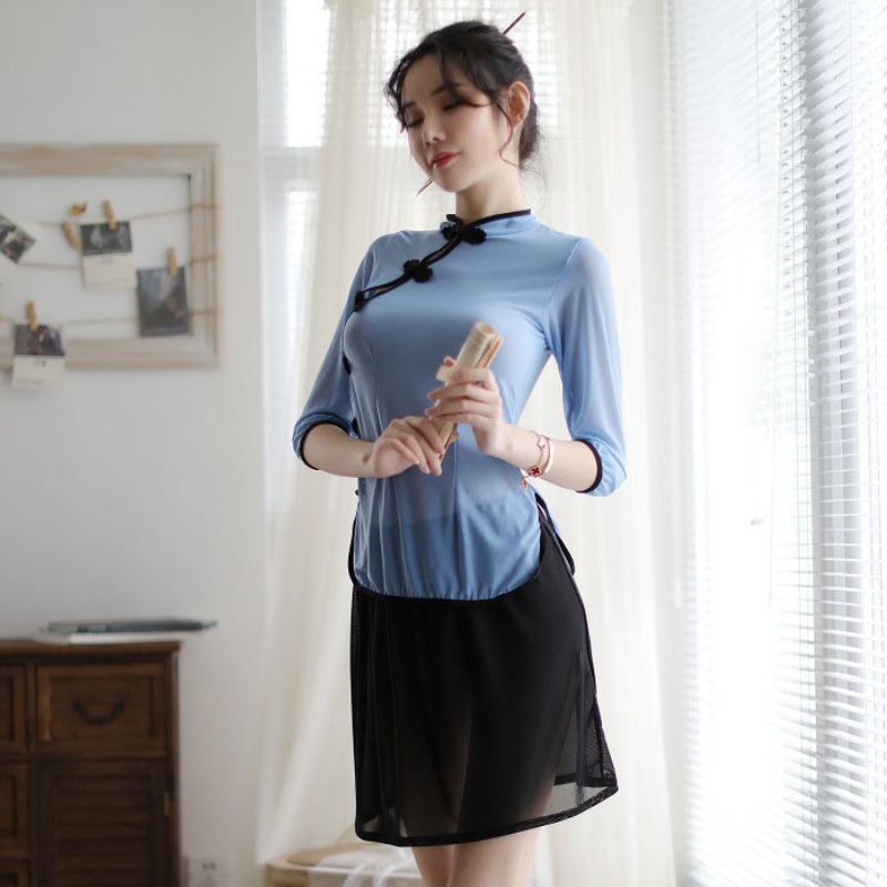 Sex underwear women's perspective side split uniform people's sex clothes pure desire sexy cheongsam free