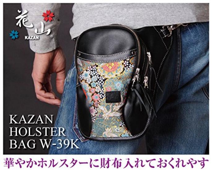 Degner Hanayama Motorcycle Holster for Neatly Holding a Long Wallet Bag, Kyozakura, Black, W-39K,