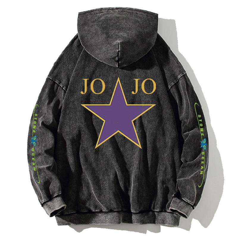 JoJo's Bizarre Adventure Print Hoodie Für Herren Damen Sweatshirt Langarm Streetwear Kleidung Gewaschene Baumwolle Kapuzenpullover
