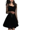 2025 Korean Lace Summer Dress - Elegant, Slimming, Hepburn-Inspired Black Dress with Sun Protection