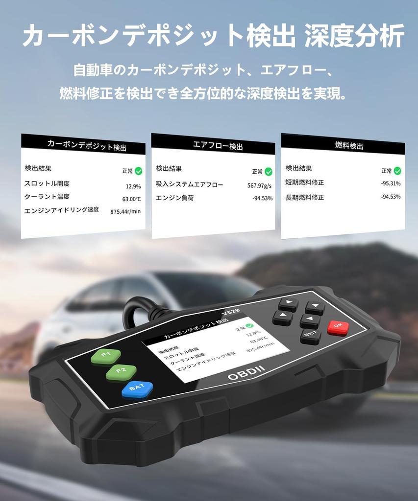 OBD2 Diagnosewerkzeug mit Motor Kohlendioxid Kraftstoffanalyse Luftstrom 6 Resets 4 Systeme Professioneller Scan Cloud Druckbar Diagnose Lebenslang Kostenlos