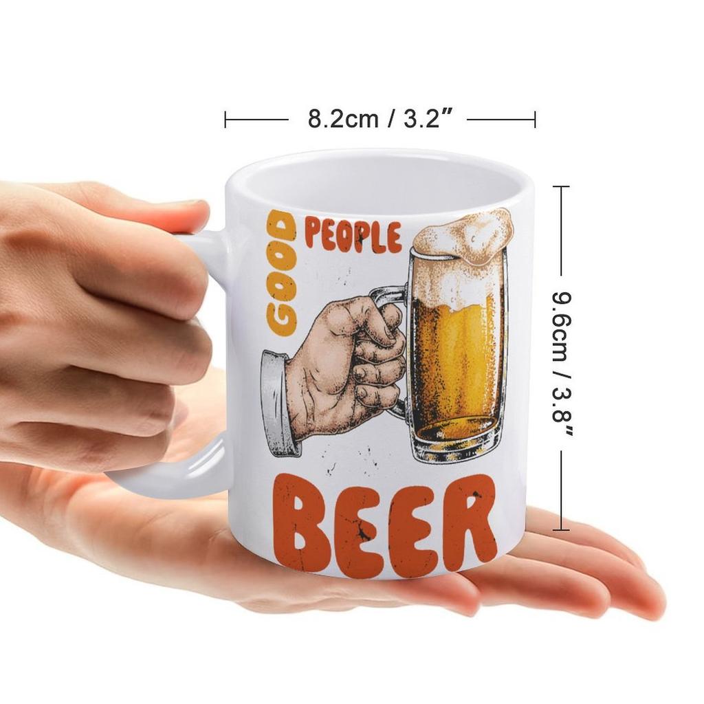 1pc 11oz Double-Sided Printed Mug for Beer Lovers, Smooth Ceramic, Great Simple Gift