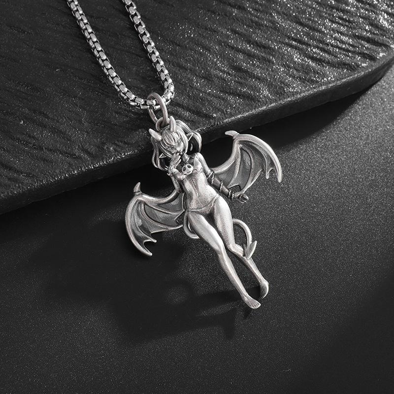 European and American Cartoon Cute Bat Girl Trend Jewelry Necklace Pendant