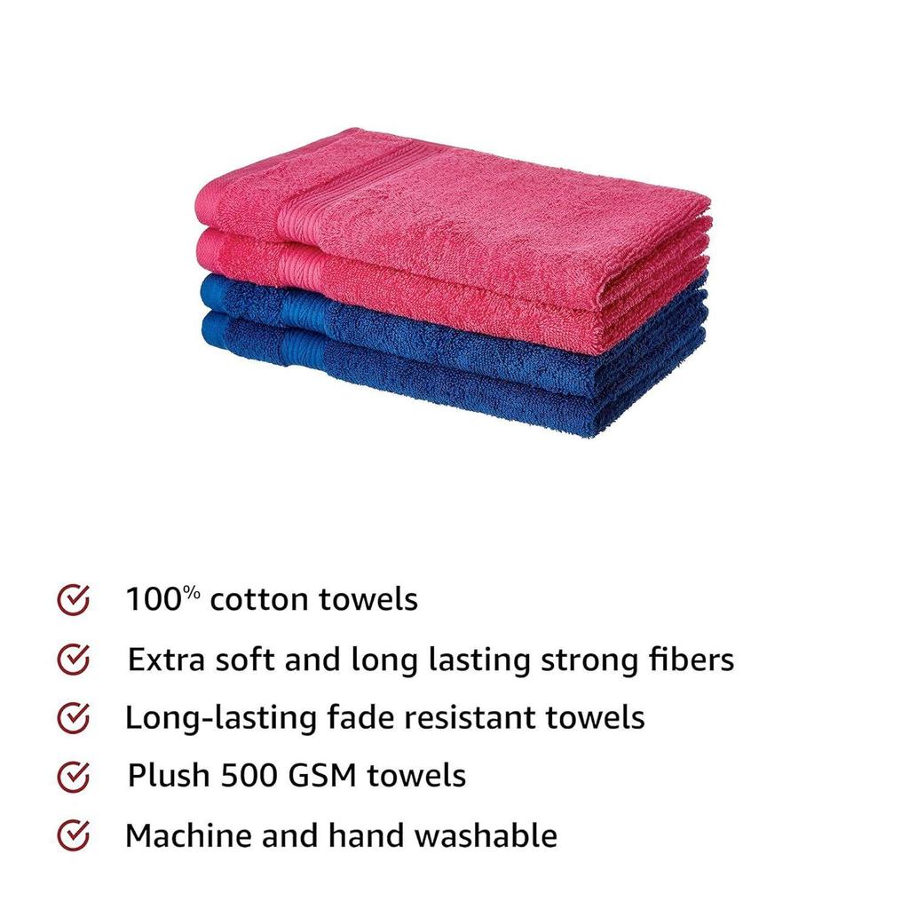 100% Baumwolle 4-teiliges Handtuchset, 500 g/m² (Irisblau und Paradiesrosa)