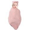 Solid Color Infant Swaddle Blanket Wrap with Bowknot Baby Receiving Blanket  Infant Care