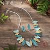 New Color Painting Olive Leaf Stud Earrings Necklace Set, Small Fresh Women's Versatile Neck Chain