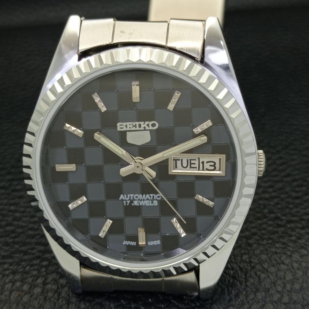 REFURBISHED SEIKO 5 AUTOMATIC MENS WATCH JAPAN MADE BLACK DIAL CUSTOM A440036-2 QV90-a440036