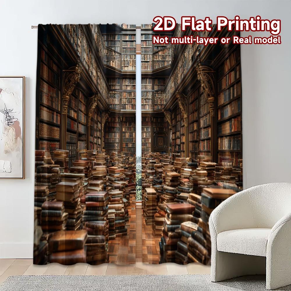 Set Of 2 Flat Printing Curtains Without Rod Literary Maze Popular Window Treatment Fabric Curtain Polyester Machine Washable