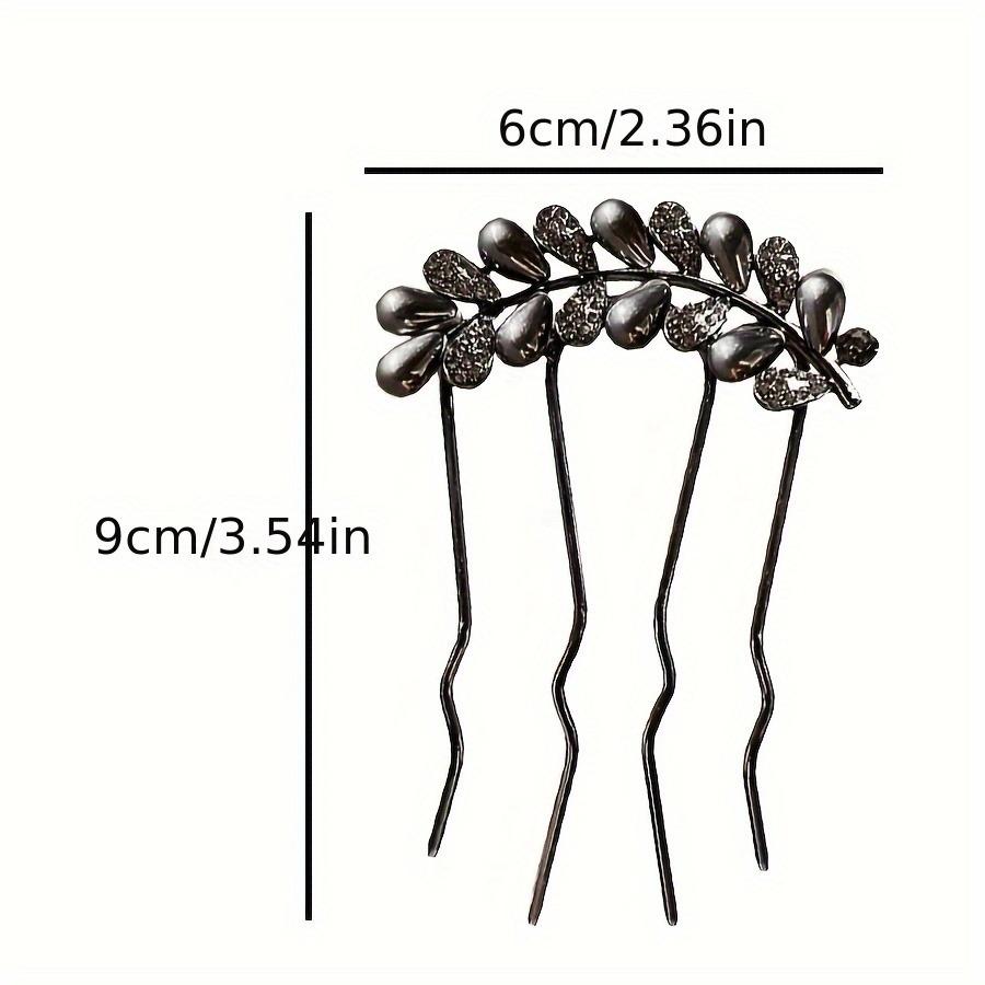 Chinese ancient style exquisite rhinestone U-shaped comb, feminine elegance, daily metal hair clip, hairpin