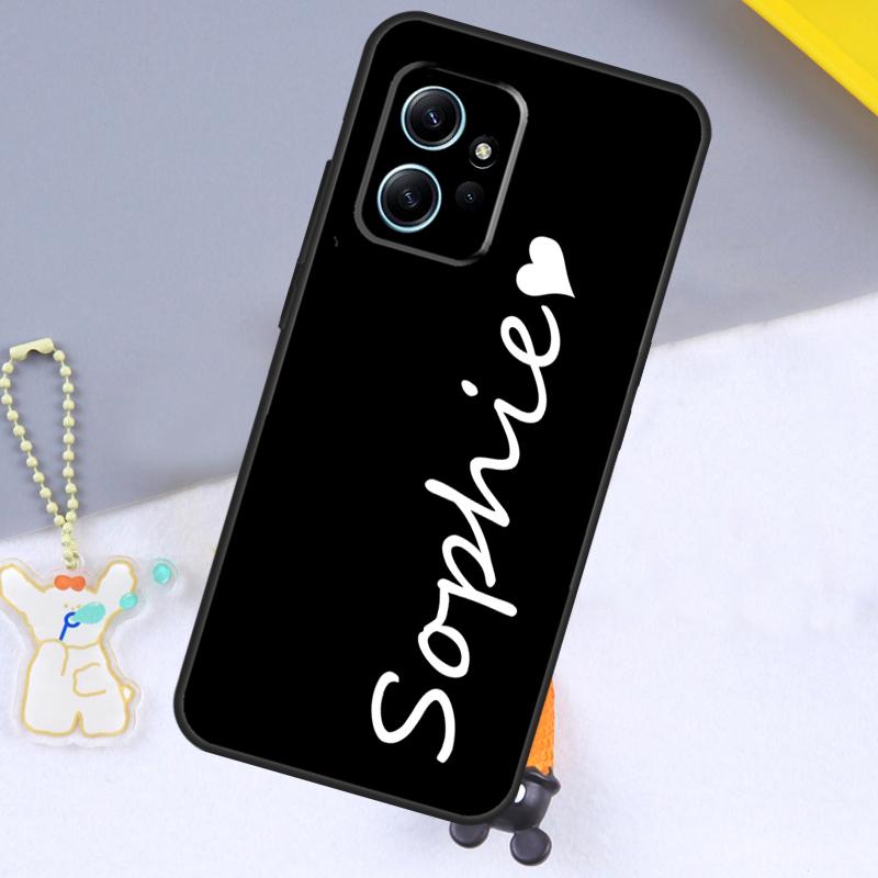 PERSONALISED INITIALS Name BLACK For Xiaomi Redmi Note 12 11 10 9 Pro 9S 10S 11S 12S Phone Case For Redmi 12 9C 10C 12C 13C