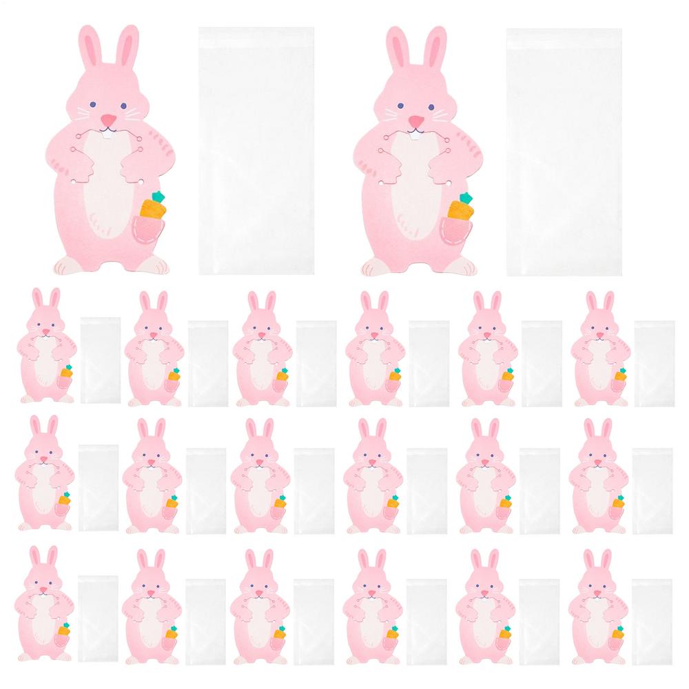 20 Pieces Easter Gift Bag Packaging Chocolate Candy Bag Cartoon Greeting Card Easter Bunny Party Favor Bag For Cookie Snack Toy Others