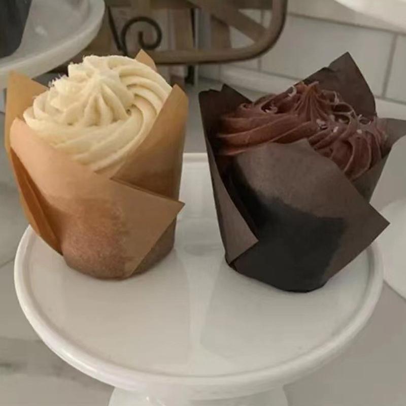 Pack of 50 Convenient Liners Food Grade Wrapper Greaseproof Cupcake Wrapper Natural Paper Liners