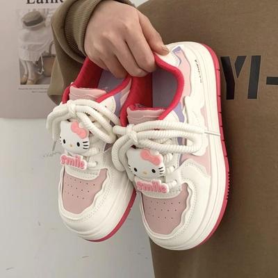 2025 Summer Popular Original Niche Kt Ugly Cute Big Head Little White Shoes Flat Bottom Thick Sole Versatile Casual Student Bread