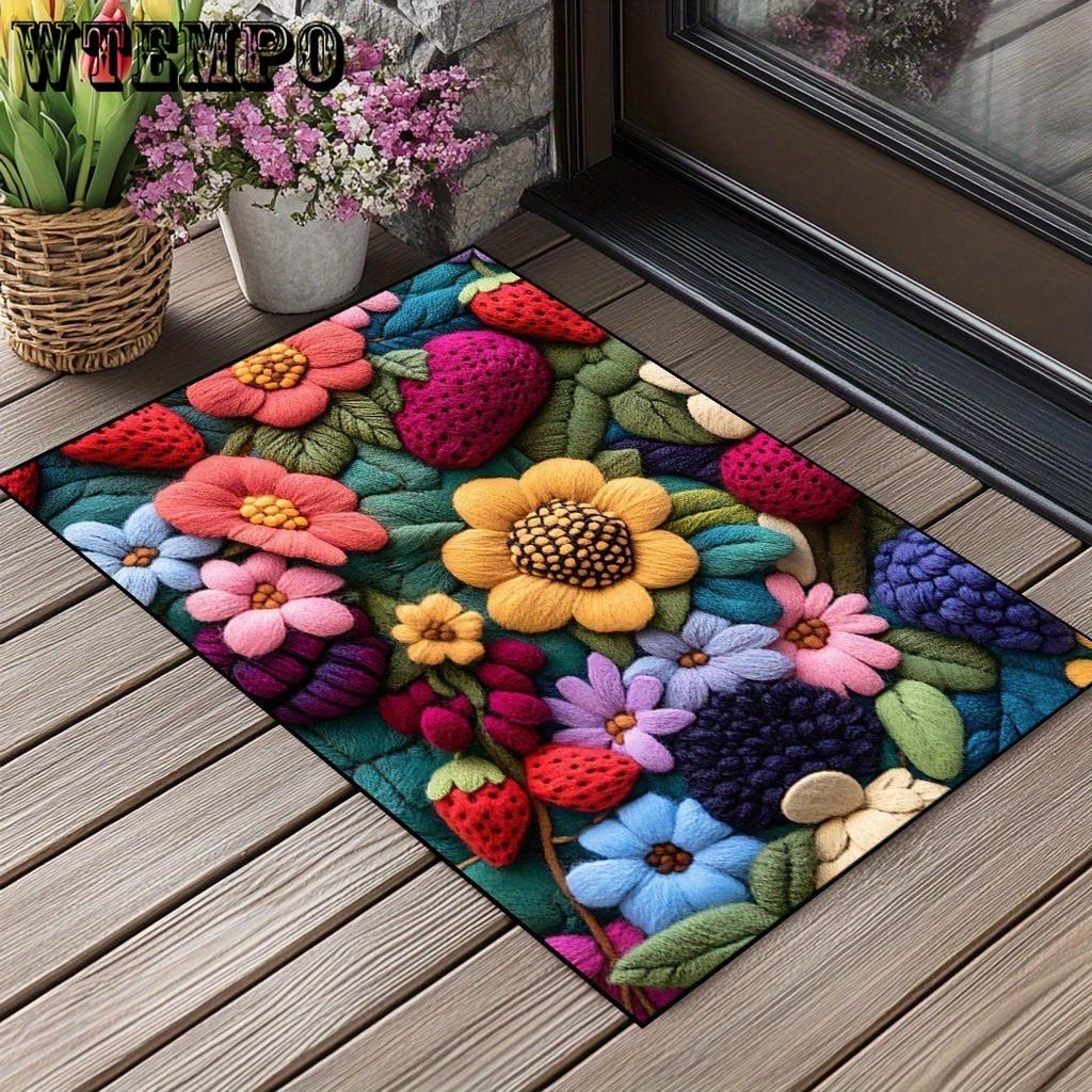 Flower Floor Mat Bathroom Absorbent Anti Slip Foot Mat Easy To Maintain Door Mat