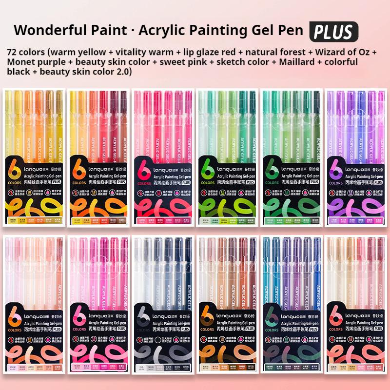 Languo 6/24/36/54/72/90 Colors Acrylic Painting Handbook Pens Multi-Color Gel Pen Student Neutral Pen Writing Marker Stationery