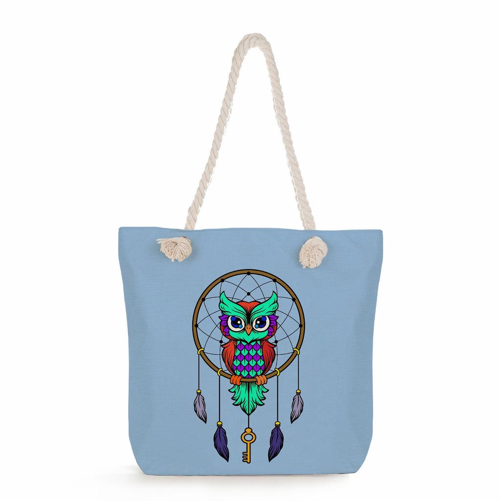 Dreamcatcher print thick rope single-shoulder beach bag 7309 KTB