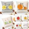 Bright Fresh Fruit Orange Lemon Bicycle Cushion Cover Washable Linen Pillowcase Soft For Sofa Bed Cozy Home Room Decor