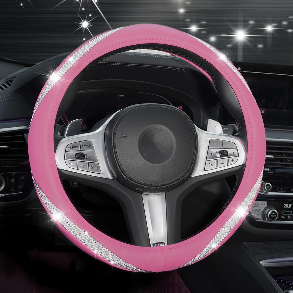 Funkelnde Strass- & PU-Leder-Lenkradabdeckung - Innenring-Design, Autozubehör zum Verkauf