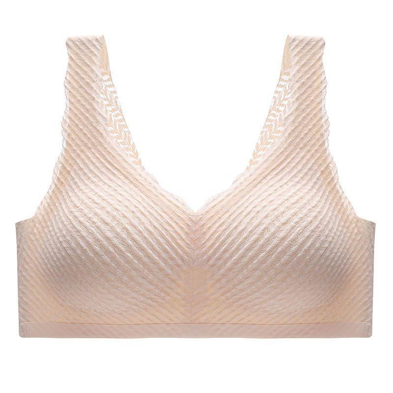 Women Skin Friendly Seamless Bubble Lace Push Up Gathering Beauty Back Camisole Bra
